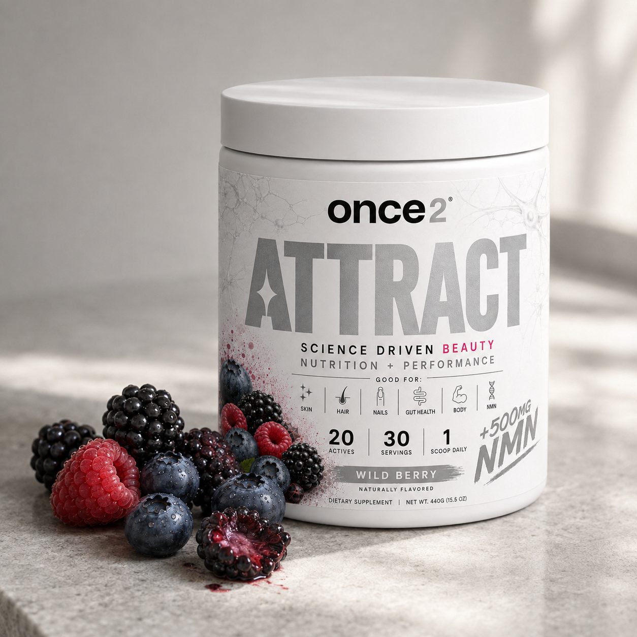 ATTRACT tub with fresh wild berries